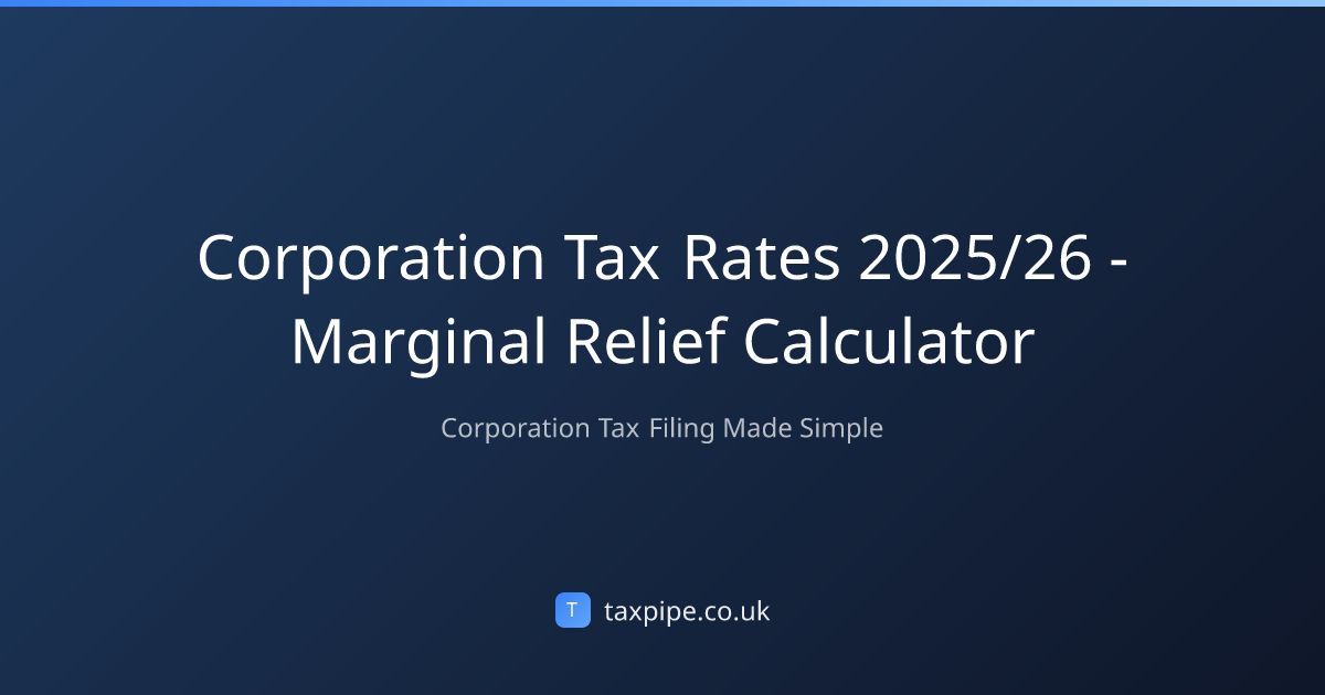 Corporation Tax Rates 2025/26 - Marginal Relief Calculator | Taxpipe