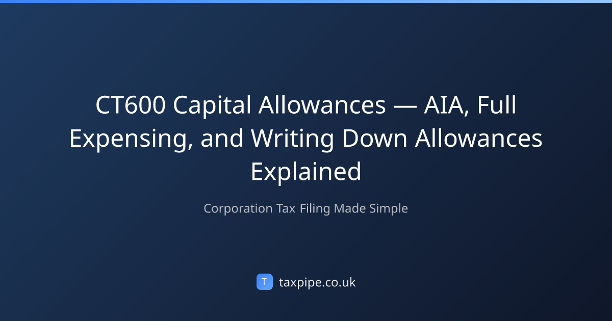 CT600 Capital Allowances — AIA, Full Expensing, and Writing Down ...